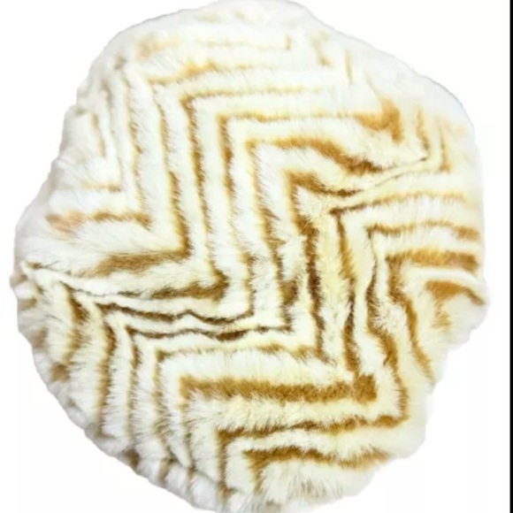 Vintage Ben Berger Womens Hat Luxury Collection Faux Fur Tan Brown Chevron Print - Picture 6 of 12